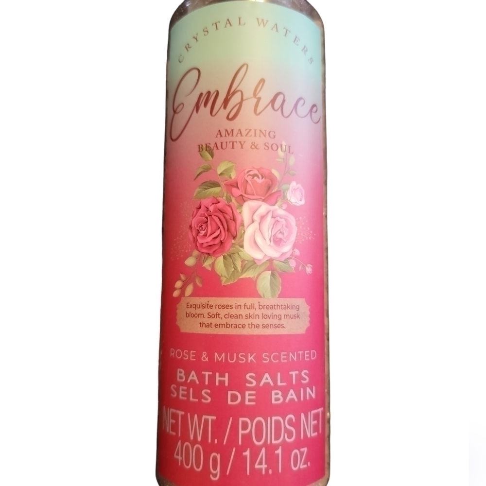 Crystal Waters Luxurious Embrace Bath Salts Rose and Musk scent